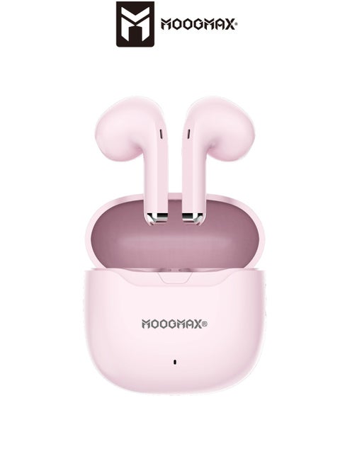 Moogmax MX-EP47 A TWS wireless Earbuds with built-in a clear microphone and powerful HAFI clear sound, game without lag, Bluetooth 5.4V and ergonomic elegant design. in Pink color