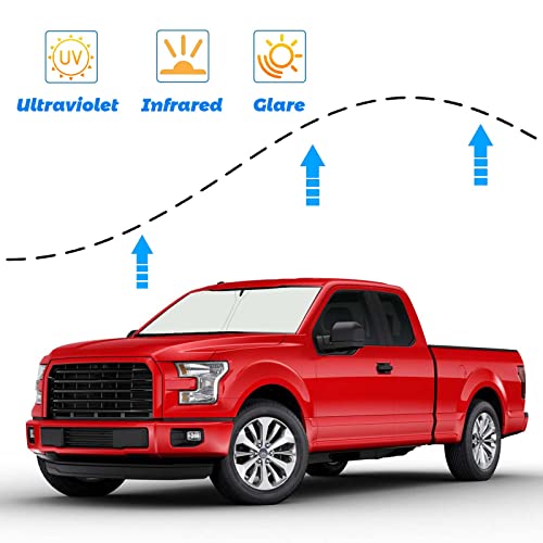 Moricere Upgrade Windshield Sun Shade for Ford F150 2015-2020, Foldable Windshield Sun Visor Blocks UV Rays - Image 2