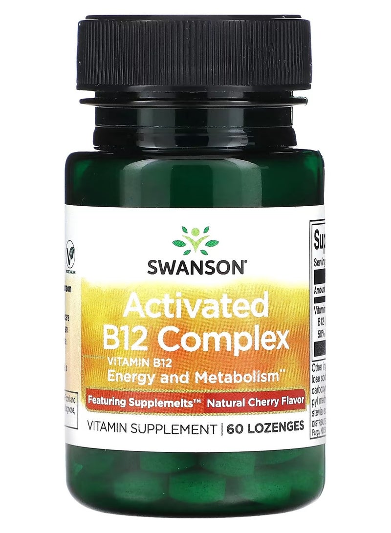 Swanson, Activated B12 Complex, Natural Cherry, 60 Lozenges (2,000 mcg per Lozenge)