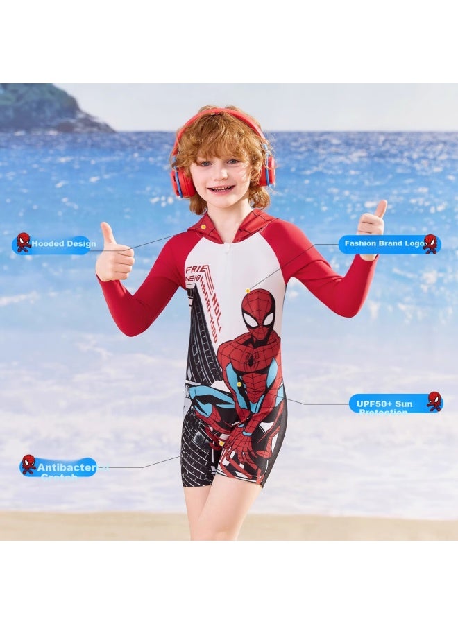 Disney Boys' Long Sleeve One Piece Swimsuit For Kids And Teenagers, Sun Protection Swimwear For Boys In Blue, Size 100 - Image 3