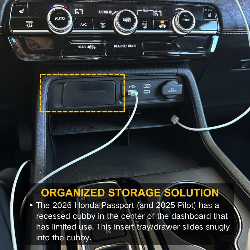 Qlhshop Storage Drawer Tray with Handle for 2026 Honda Passport Trailsport Elite/2025 2024 2023 Honda Pilot Center Console Organizer Accessories Extra Storage (Not for Ridgeline) - Image 4