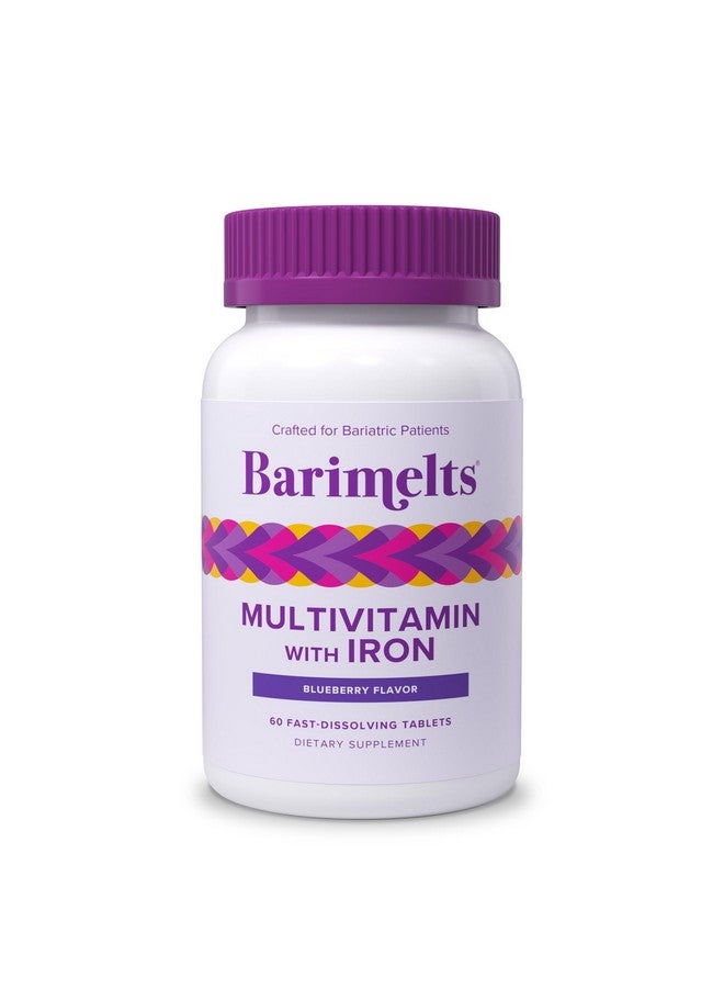 BariMelts Bariatric Multivitamin with Iron, 60 Fast-Dissolving Tablets (1-Month Supply), Sugar-Free Bariatric Vitamins for Women, Natural Blueberry Flavor - Image 1