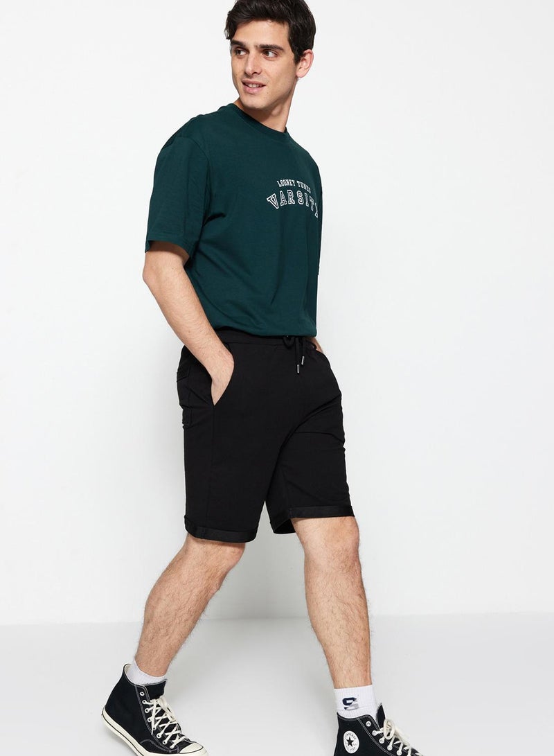 trendyol Medium Length Black Double Leg Rubber Waisted Lace Up Shorts - TMNSS21SR0046 - Image 2
