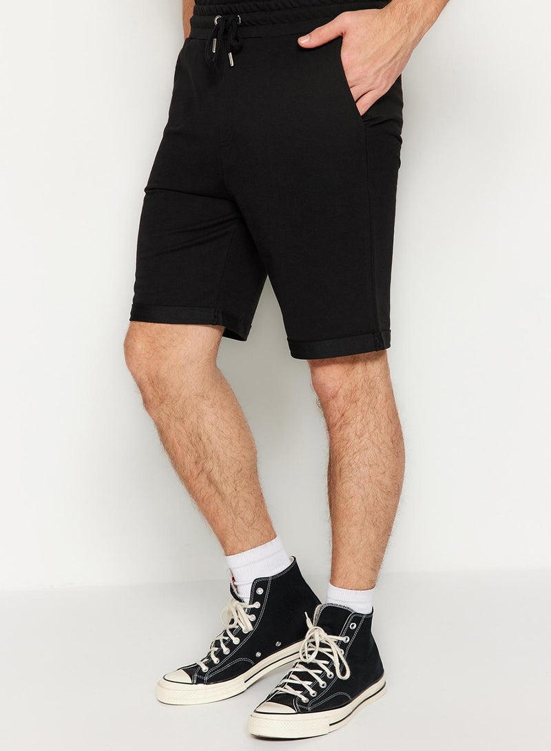 trendyol Medium Length Black Double Leg Rubber Waisted Lace Up Shorts - TMNSS21SR0046 - Image 5