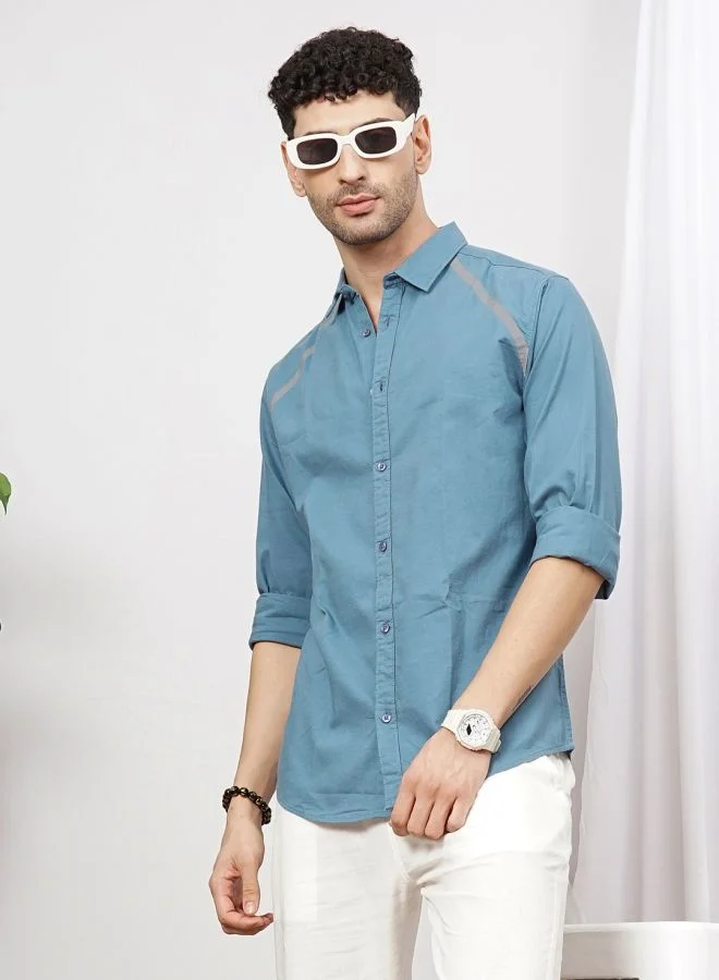 The Indian Garage Co Men Regular Fit Placement Print Full Sleeves Spread Collar Street Wear Shirt
