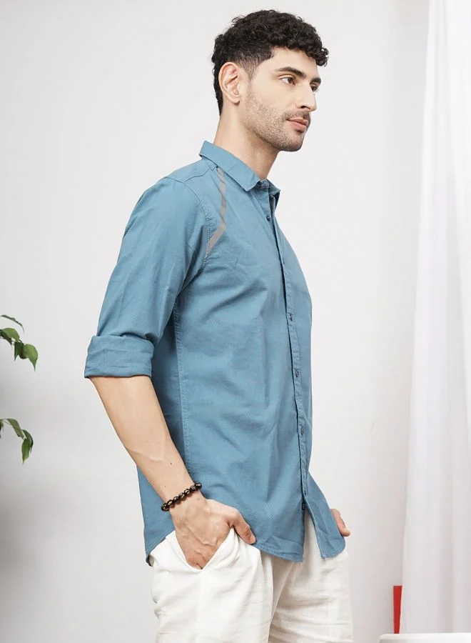 The Indian Garage Co Men Regular Fit Placement Print Full Sleeves Spread Collar Street Wear Shirt