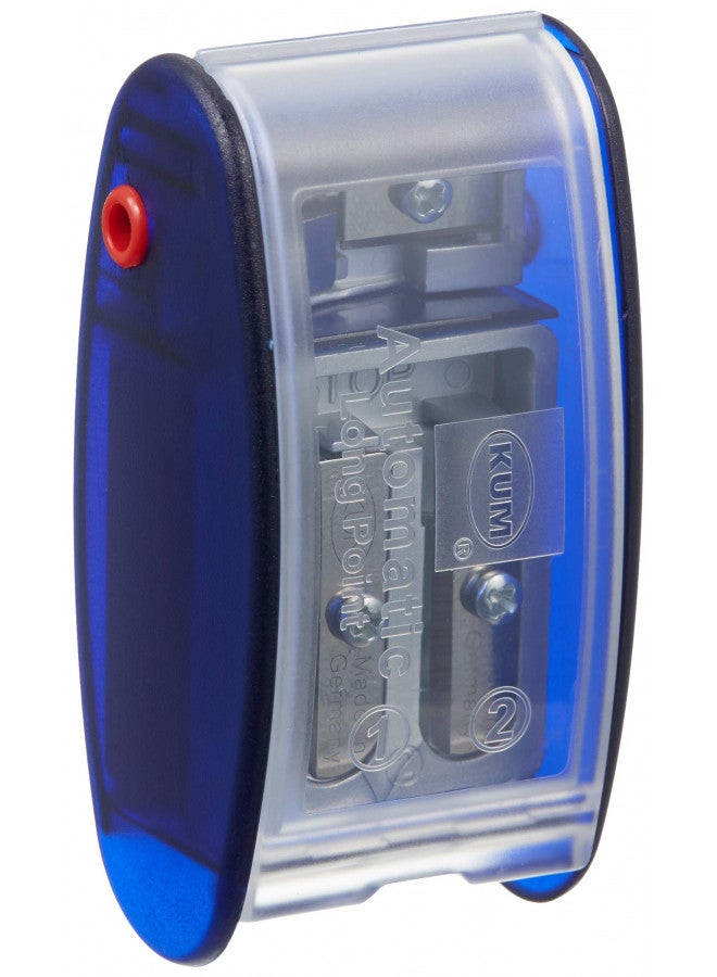 Kum AS2M (1053121), Long Point Sharpener, sharpens in 2 steps; 2 spare blades includes. With lead pointers for 2 mm and 3.2 mm. BLUE only - Image 1