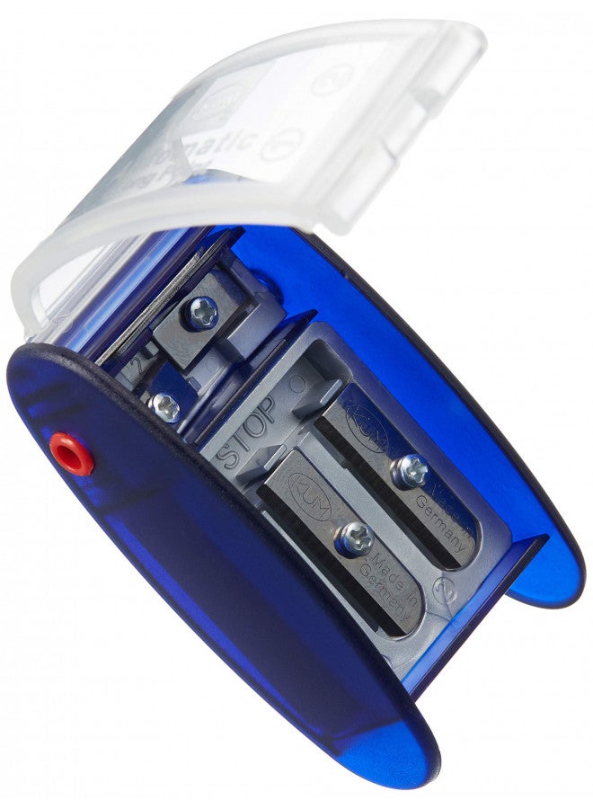 Kum AS2M (1053121), Long Point Sharpener, sharpens in 2 steps; 2 spare blades includes. With lead pointers for 2 mm and 3.2 mm. BLUE only - Image 2