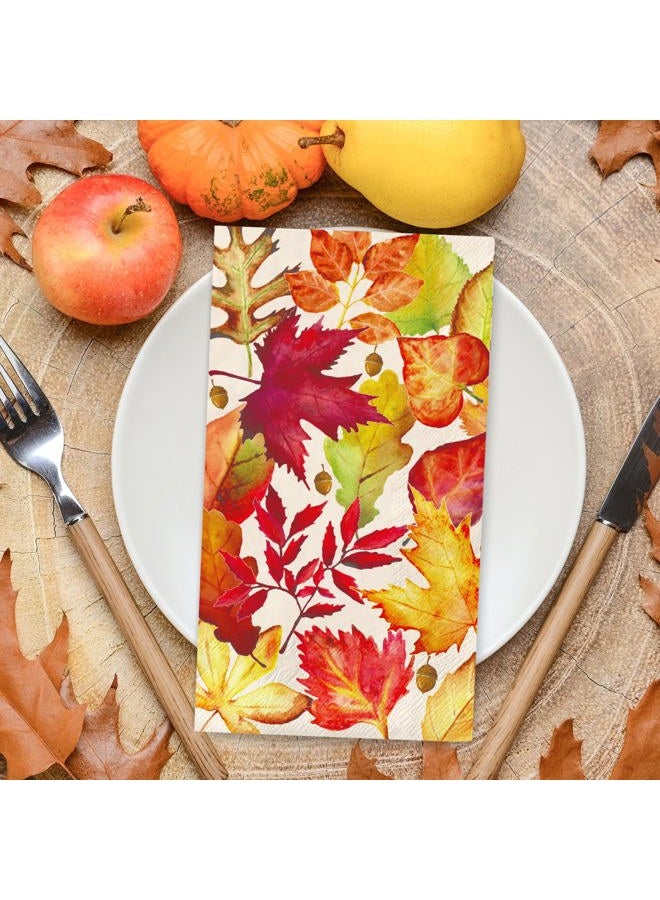 AnyDesign 120Pcs Fall Guest Napkins Watercolor Maple Leaf Disposable Paper Napkins Autumn Leaves Dinner Hand Napkin for Party Supplies Table Decorations - Image 3