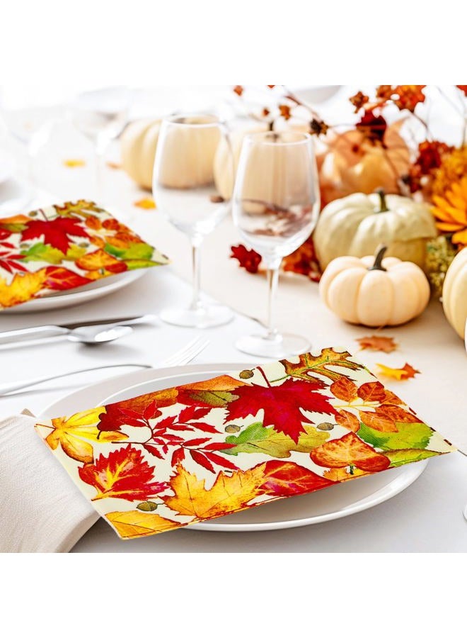 AnyDesign 120Pcs Fall Guest Napkins Watercolor Maple Leaf Disposable Paper Napkins Autumn Leaves Dinner Hand Napkin for Party Supplies Table Decorations - Image 5