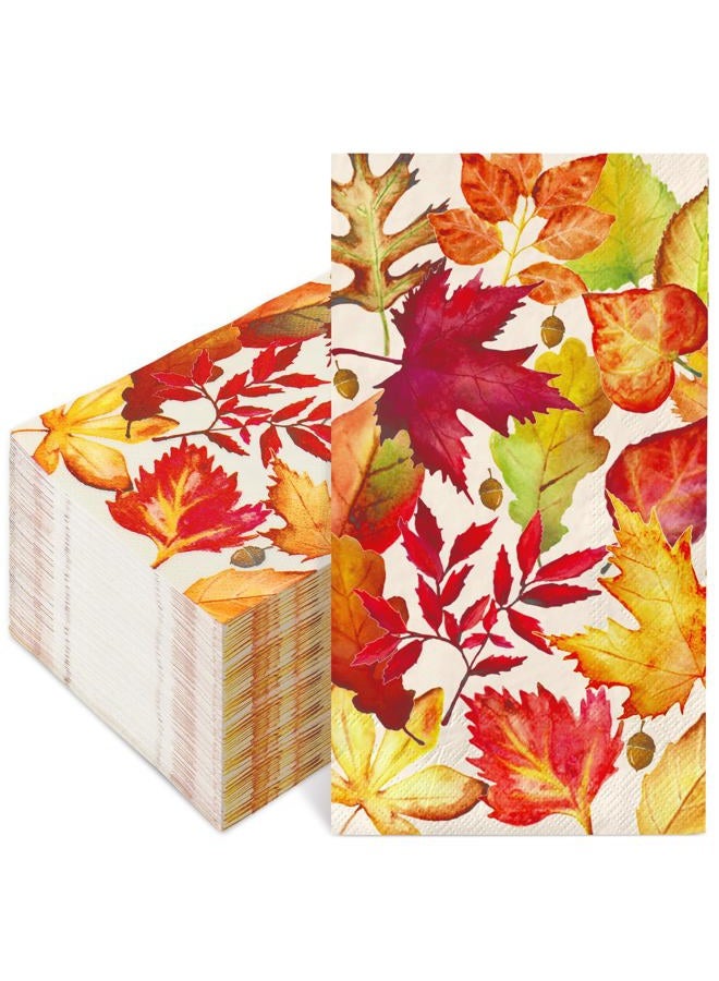 AnyDesign 120Pcs Fall Guest Napkins Watercolor Maple Leaf Disposable Paper Napkins Autumn Leaves Dinner Hand Napkin for Party Supplies Table Decorations - Image 1