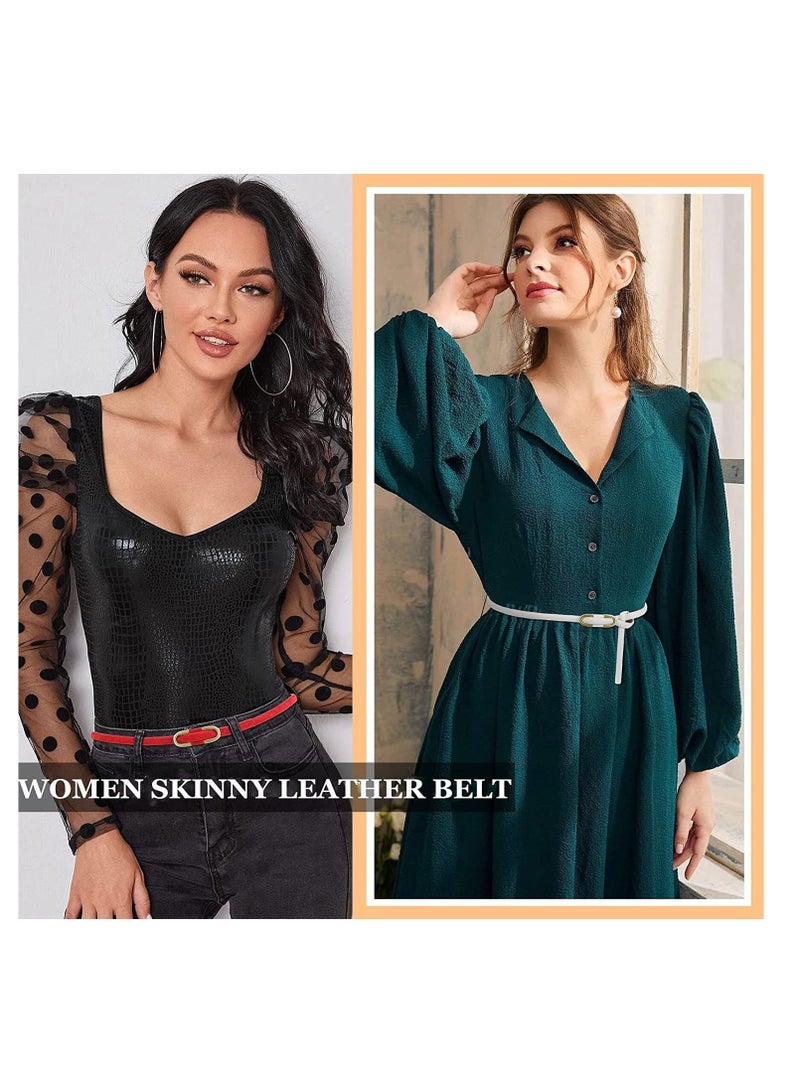 Captaintech Leather Belts Women Skinny Super Slim Thin Waist Jeans Belt No Pin Buckle for Jeans Pants Dress 4 Pieces - Image 2