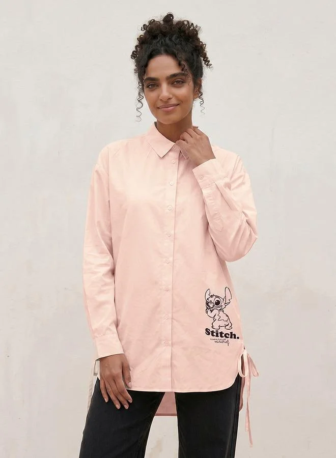 اس بي كاركترز Stitch Cotton Shirt with High-Low Hemline