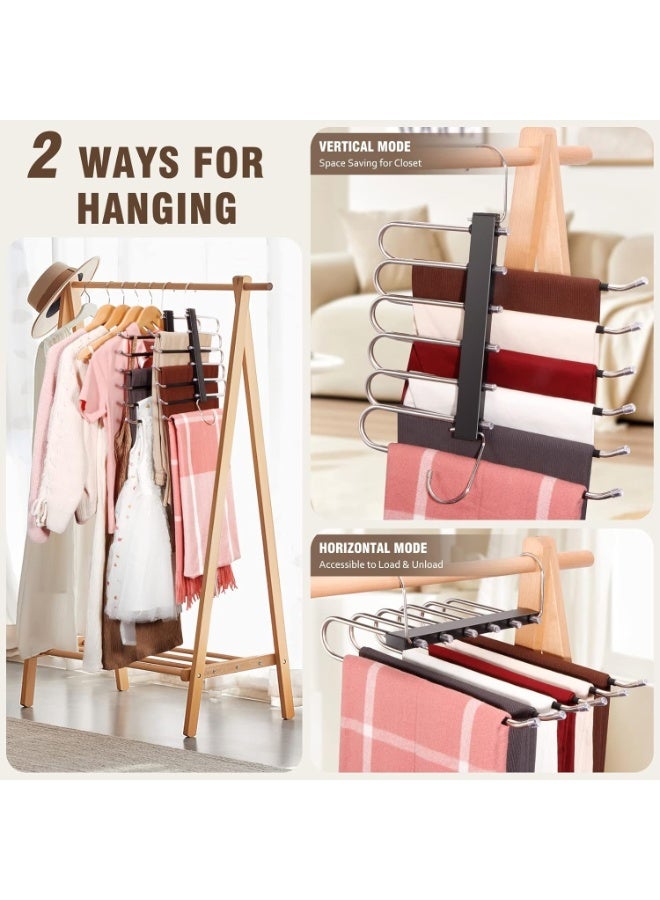 علاقة بنطلونات موفرة للمساحة متعددة الطبقات قطعة واحدة من الستانلس ستيل عالي الصلابة، منظم دولاب معدني مضاد للانزلاق لتعليق البنطلونات والجينز والتنانير والإيشاربات، تصميم بدون زجاج غير قابل للكسر آمن للاستخدام اليومي، متوافقة مع جميع أنواع الملابس، جاهزة للاستخدام بدون تركيب، مقاومة للخدش وسهلة التنظيف، حل عملي لترتيب الخزانة وتوفير المساحة والحفاظ على الملابس بدون تجعيد - Image 3