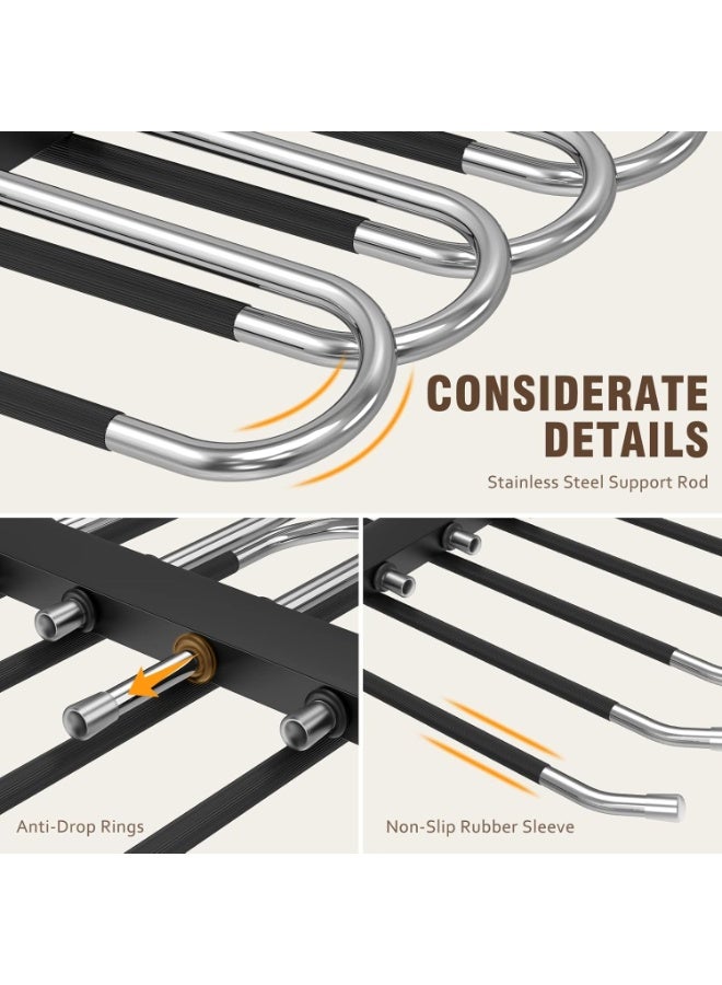 علاقة بنطلونات موفرة للمساحة متعددة الطبقات قطعة واحدة من الستانلس ستيل عالي الصلابة، منظم دولاب معدني مضاد للانزلاق لتعليق البنطلونات والجينز والتنانير والإيشاربات، تصميم بدون زجاج غير قابل للكسر آمن للاستخدام اليومي، متوافقة مع جميع أنواع الملابس، جاهزة للاستخدام بدون تركيب، مقاومة للخدش وسهلة التنظيف، حل عملي لترتيب الخزانة وتوفير المساحة والحفاظ على الملابس بدون تجعيد - Image 5