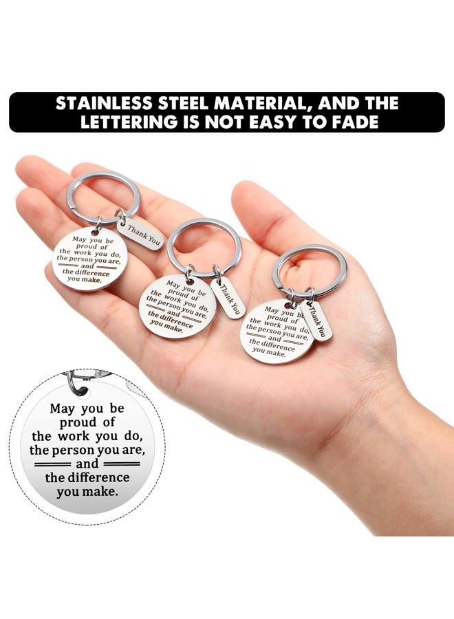 TRUE IMAGE 6 Pcs Thank You Gifts for Women Men Appreciation Keychain Gifts for Coworker Employee Teacher (Round Style) - Image 3