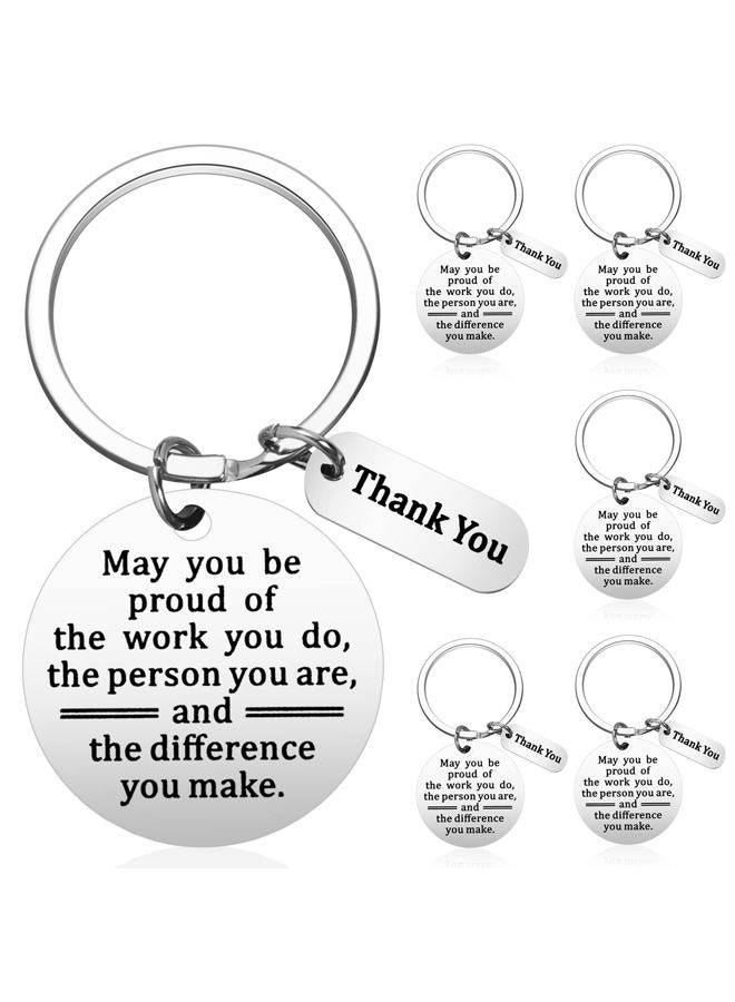 TRUE IMAGE 6 Pcs Thank You Gifts for Women Men Appreciation Keychain Gifts for Coworker Employee Teacher (Round Style) - Image 1