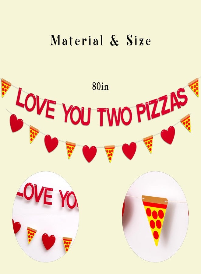 MUWEOL لافتة "أحبك بيتزا" من مويول - لافتة بيتزا لعيد الحب، ديكور حفلة "أحبك بيتزا" مع قلوب، يتطلب تجميعًا ذاتيًا (لافتة بيتزا) - Image 2
