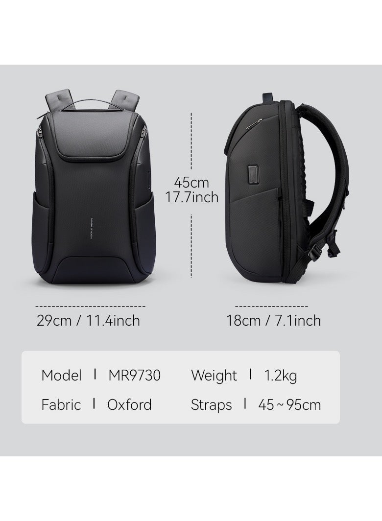 Mark Ryden MR-9730 Black Laptop Backpack for Men – Fits 15.6-17.3 Inch, USB Charging Port, Anti-Theft RFID, Water-Resistant Oxford Travel Bag – FUTURE Series - Image 3