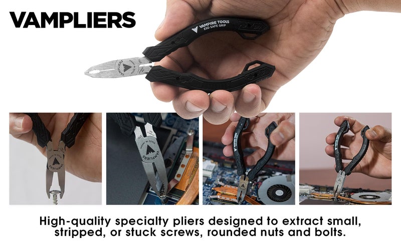 VAMPLIERS 4-PC Screw Extractor Pliers Set Made in Japan: 8" Linesman, 7.5" Long Nose, 6.25" Combination, 5" ESD Safe Mini Plier + Tool Pouch. Remove any Stripped/Damaged/Rusted Screws. - Image 5