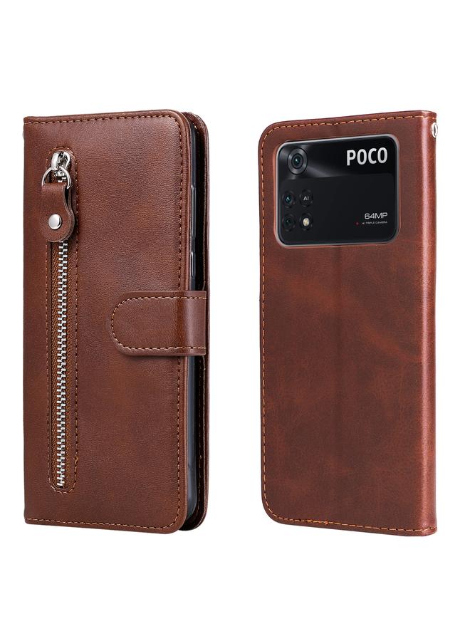 Case For Xiaomi Poco M4 Pro 4G Fashion Calf Texture Zipper Horizontal Flip Leather Case