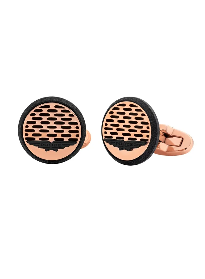 POLICE Rose Gold and Black Cufflinks for Men