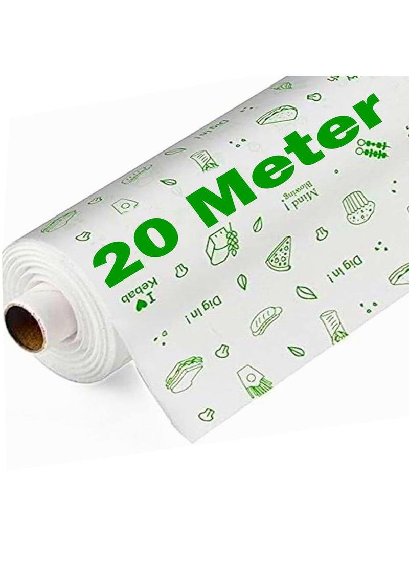 OFIXO OFIXO 20 Meters Food Wrapping Paper Roll Premium NonStick Butter Wrapping Paper Food Wrapping Paper Reheatable Non Stick Paper Oven Safe Parchment Paper 