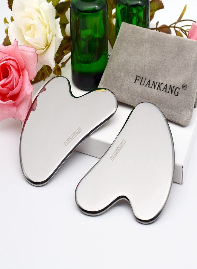 FUANKANG Gua Sha Facial Tools with Travel Pouch Stainless Steel Scraping Massage Tool for Face - Image 3