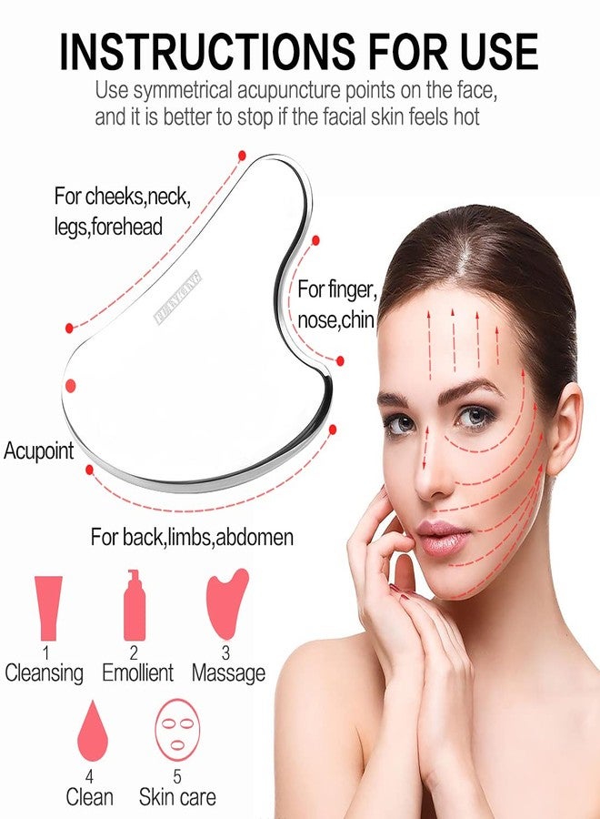 FUANKANG Gua Sha Facial Tools with Travel Pouch Stainless Steel Scraping Massage Tool for Face - Image 5