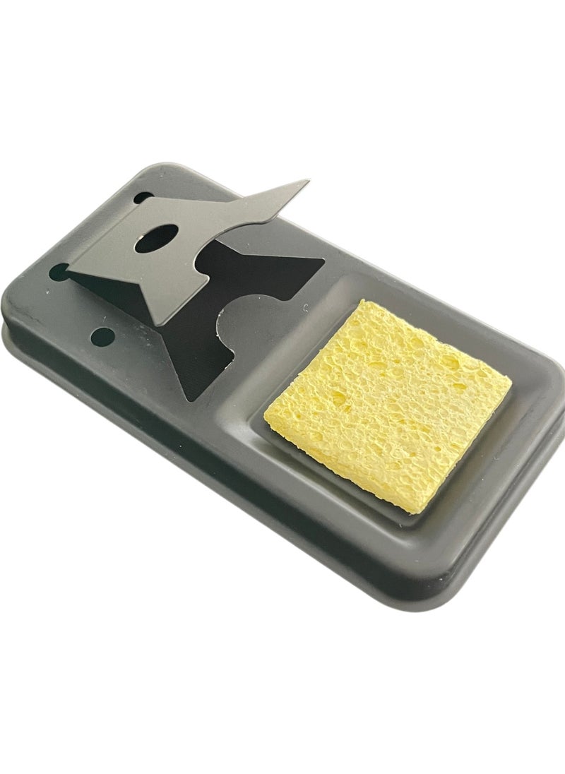 Elektromall One Piece Small Size Black Soldering Iron Stand and Cleaning Sponge - 1 Piece  - Image 2