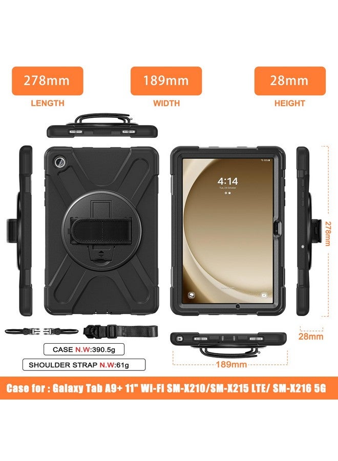 ProElite ProElite Cover for Samsung Galaxy Tab A9 Plus 11 inch Case Cover, Rugged 3 Layer Armor case Cover for Samsung Galaxy Tab A9+ 11 inch Hand Grip and Rotating Kickstand, Black - Image 2