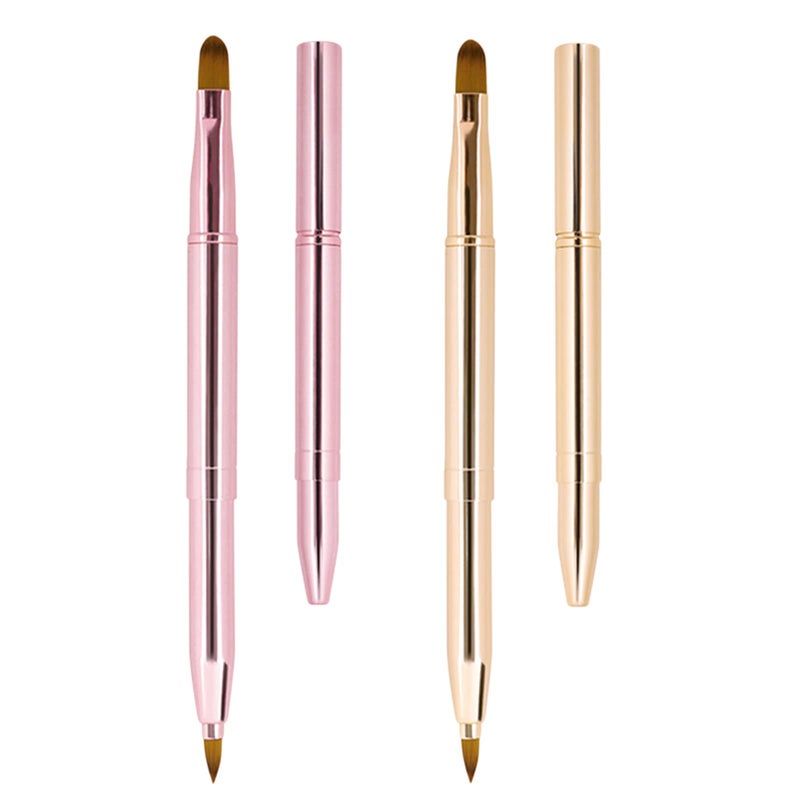 Unaone [2 Pack] Lip Brush for Lipstick, Retractable Lip Brushes, Dual-ended Makeup Brush for Lipstick Lip Gloss, Include Lid - Image 1