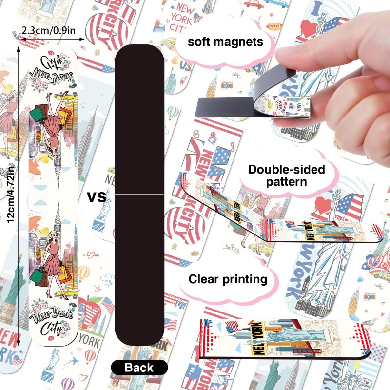 Wxiben New York Magnetic Bookmark Gifts - Wxiben 48PCS City Travel Magnetic Bookmarks NYC Book Marks Magnets USA City Page Marker Clip for Women Book Lovers Traveler Students Teacher New York Souvenirs Gift - Image 2