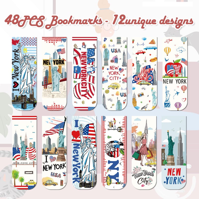 Wxiben New York Magnetic Bookmark Gifts - Wxiben 48PCS City Travel Magnetic Bookmarks NYC Book Marks Magnets USA City Page Marker Clip for Women Book Lovers Traveler Students Teacher New York Souvenirs Gift - Image 3