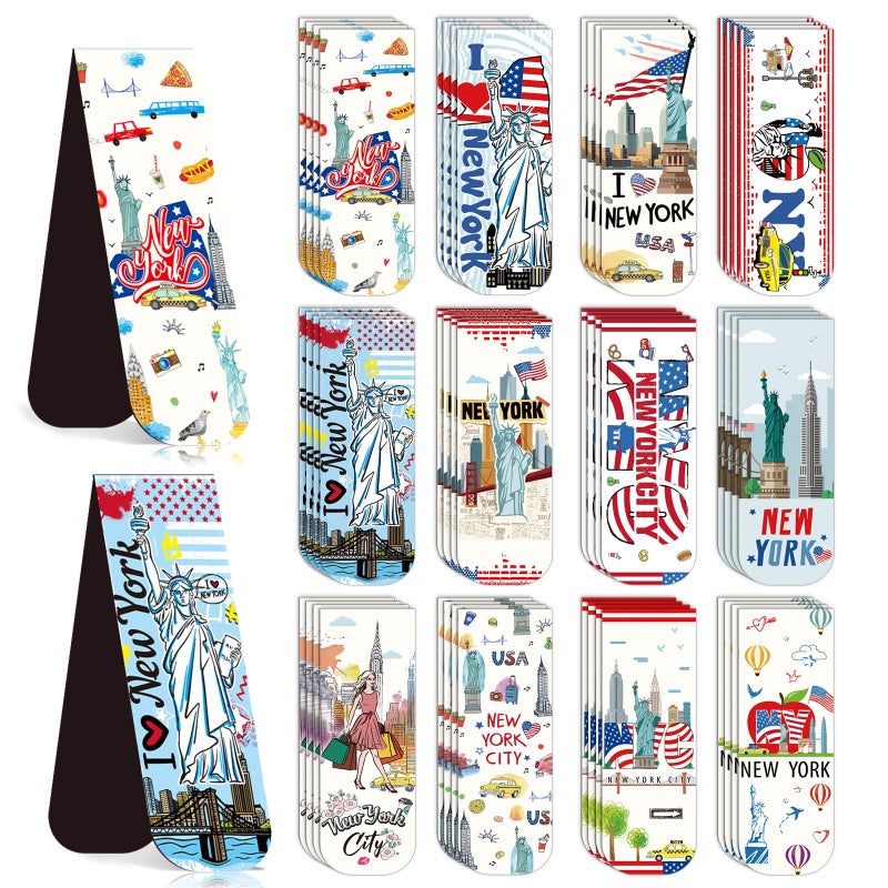 Wxiben New York Magnetic Bookmark Gifts - Wxiben 48PCS City Travel Magnetic Bookmarks NYC Book Marks Magnets USA City Page Marker Clip for Women Book Lovers Traveler Students Teacher New York Souvenirs Gift - Image 1