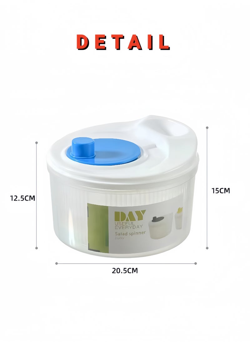 أروى سعة 3 لتر سلطة سبينر الخضار غسالة الفاكهة الخضار السلطانية سلطة سبينر مع غطاء الخضار - Image 2