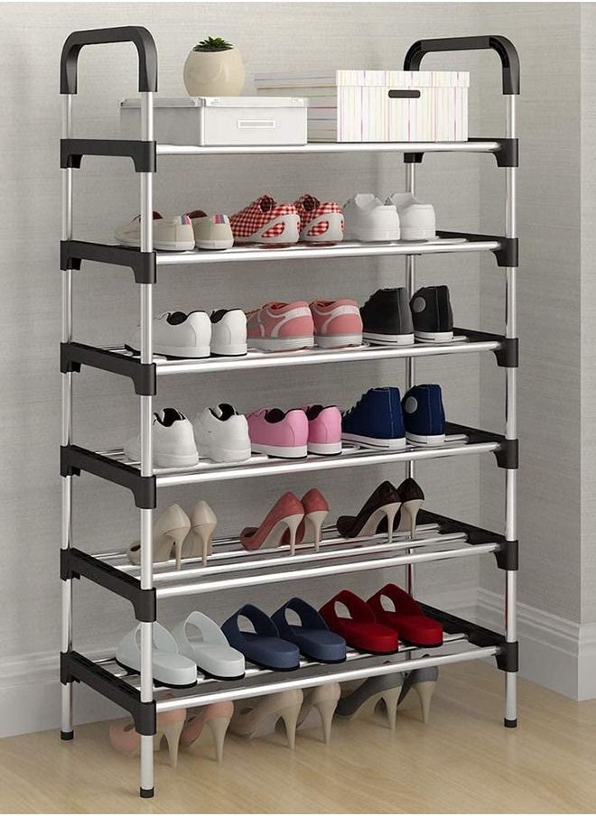 Arabest Shoe Rack, 6-Tier Freestanding Shoe Rack, Portable Shoe Cabinet For High Heels, Slippers, Sneakers, Shoe Cabinet For Entrance/Cloakroom/Living Room (Black) 110X30X60 Cm 18 Pairs Of Shoe  - Image 1