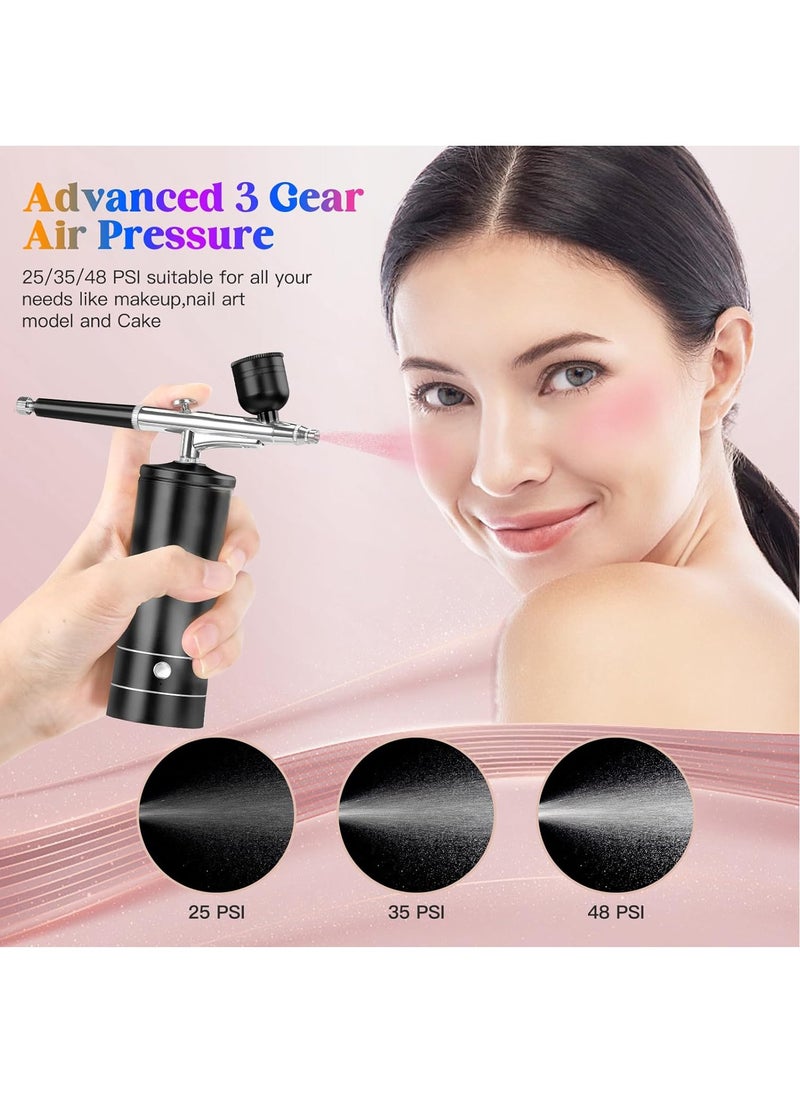 KADIP Airbrush Kit with Compressor 48 PSI High-Pressure, Non-Clogging Air brush Set Cordless Rechargeable with 0.3mm Nozzle and Cleaning Brush for Nail Art, Makeup, Painting, and Cake Decorating  - Image 2