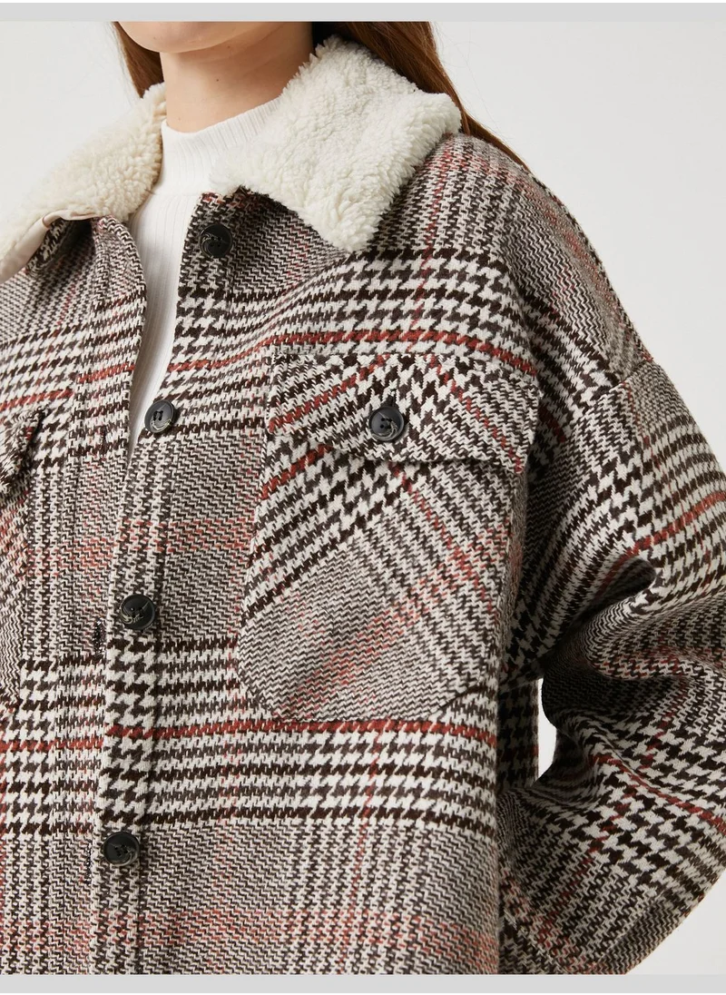 KOTON Pocket Oversized Plushy Neck Shacket