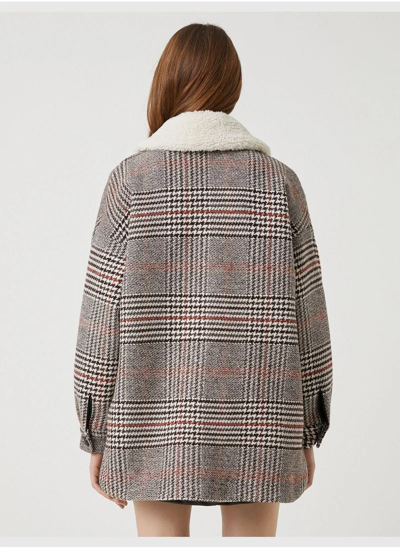 KOTON Pocket Oversized Plushy Neck Shacket