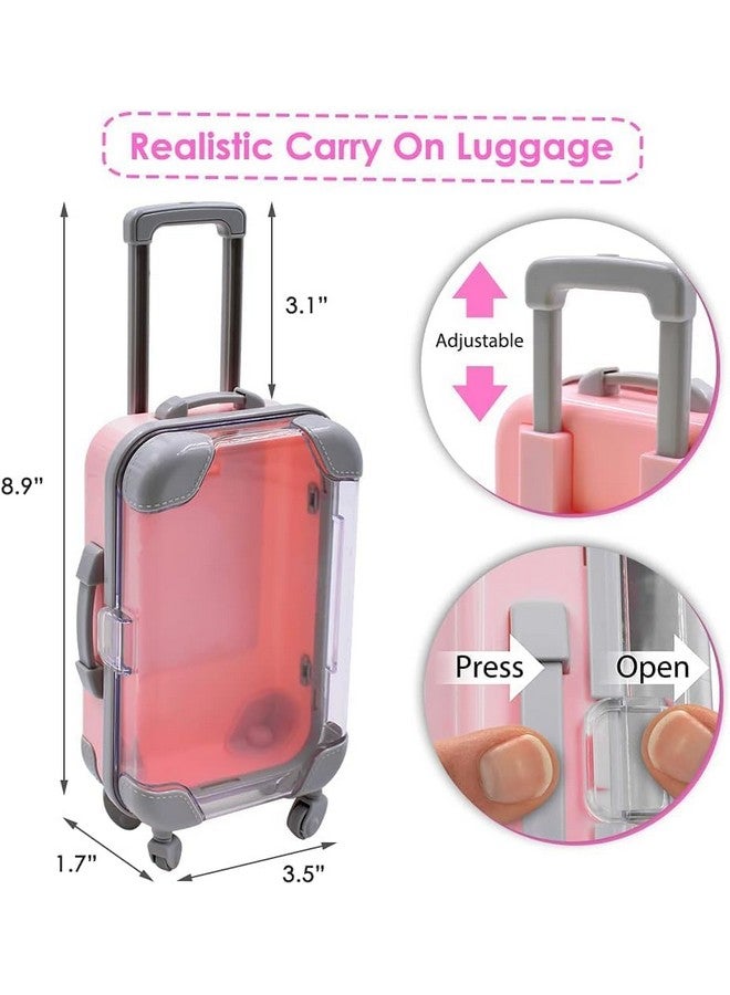 INNPOLE Toy Suitcase for Kids Pretend Play Travel with Rolling Wheels, Handle Luggage Role for Boys & Girls Toddlers Portable Lightweight Pink - Image 3