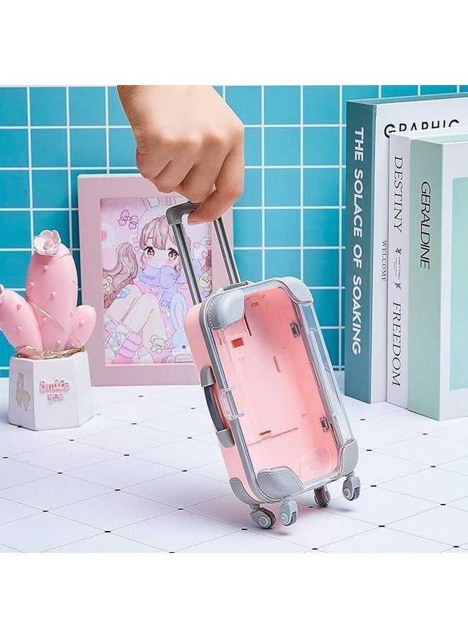 INNPOLE Toy Suitcase for Kids Pretend Play Travel with Rolling Wheels, Handle Luggage Role for Boys & Girls Toddlers Portable Lightweight Pink - Image 2