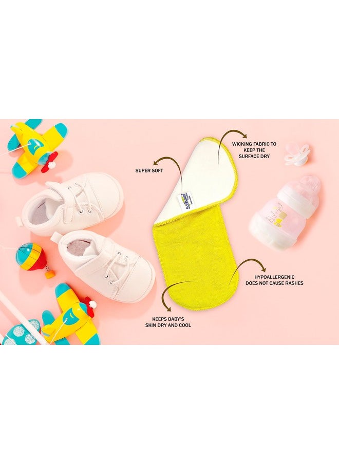 SOFTSPUN - Microfiber 4 Layer Baby Pocket Diaper Inserts Pack Of 4 Large Size Yellow Age 4 30 Months Washable Reusable Ultra Absorbent Super Soft & Comfortable For Babies. - Image 1