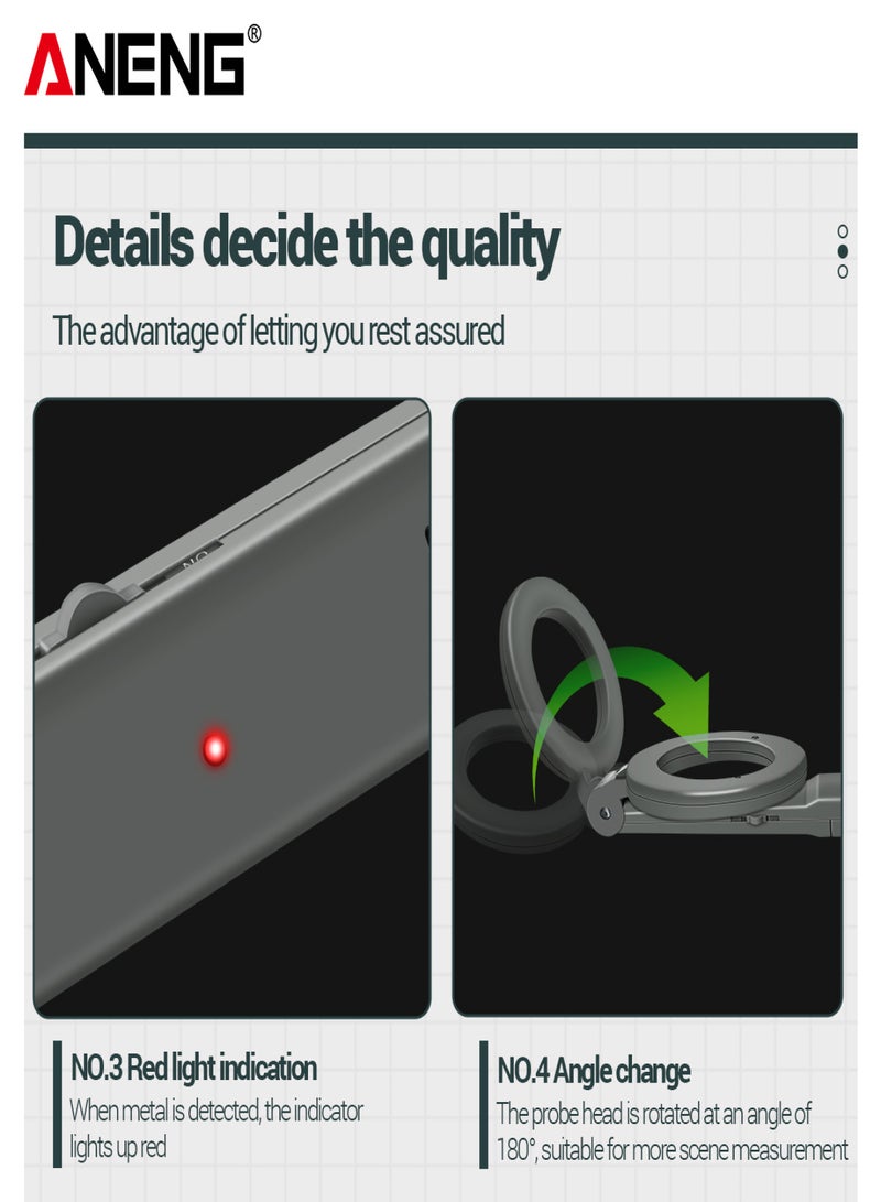 ANENG Handheld Metal Detector Portable Electronic Metal Detecting Device Airport Security Metal Detector 180°Foldable Head with Light and Sound Alerts - Image 2