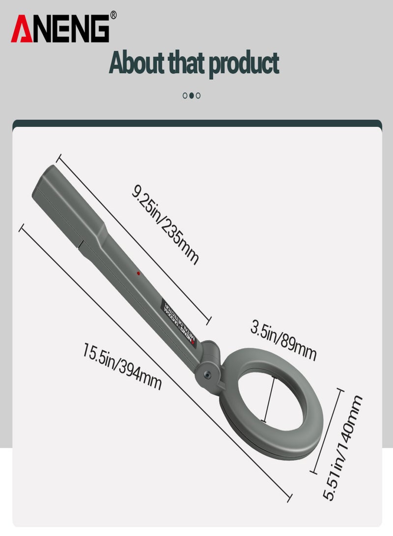 ANENG Handheld Metal Detector Portable Electronic Metal Detecting Device Airport Security Metal Detector 180°Foldable Head with Light and Sound Alerts - Image 4