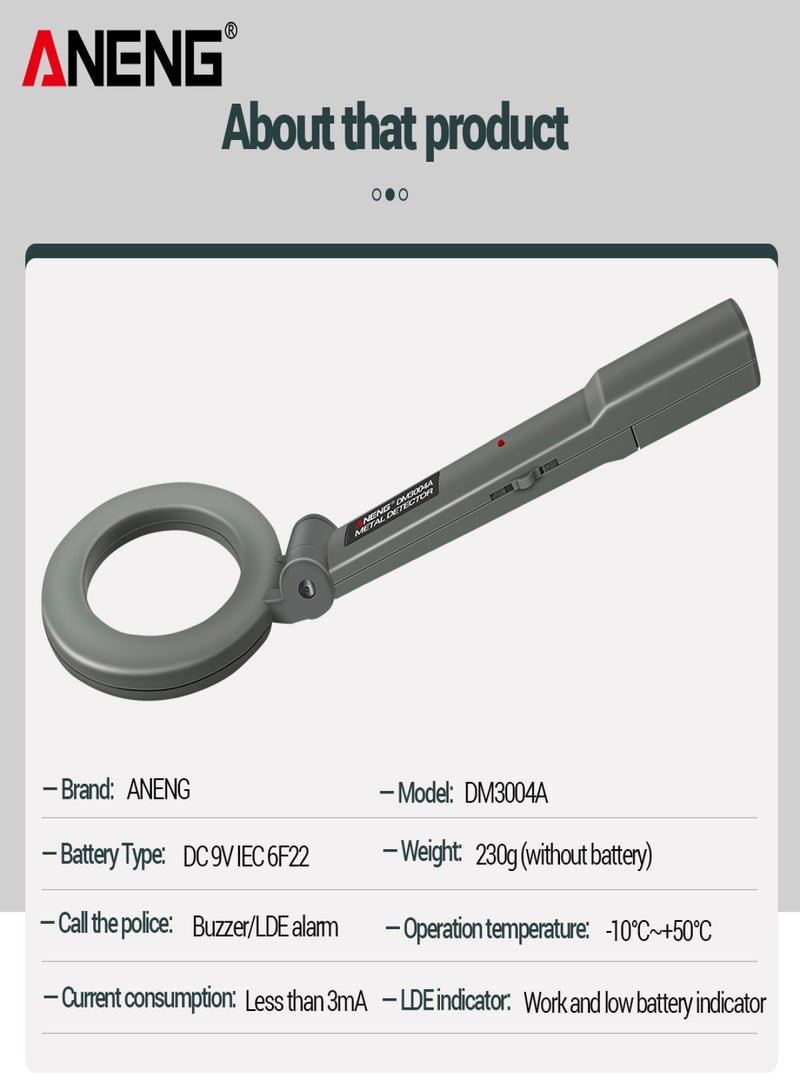 ANENG Handheld Metal Detector Portable Electronic Metal Detecting Device Airport Security Metal Detector 180°Foldable Head with Light and Sound Alerts - Image 5