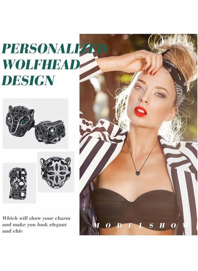Generic - 24 Pieces Leopard Head Spacer Bead, Antique Bead Large Hole Loose Bead Animal Cubic Zirconia Connector Charm for Men DIY Bracelet Jewelry Making - Image 1