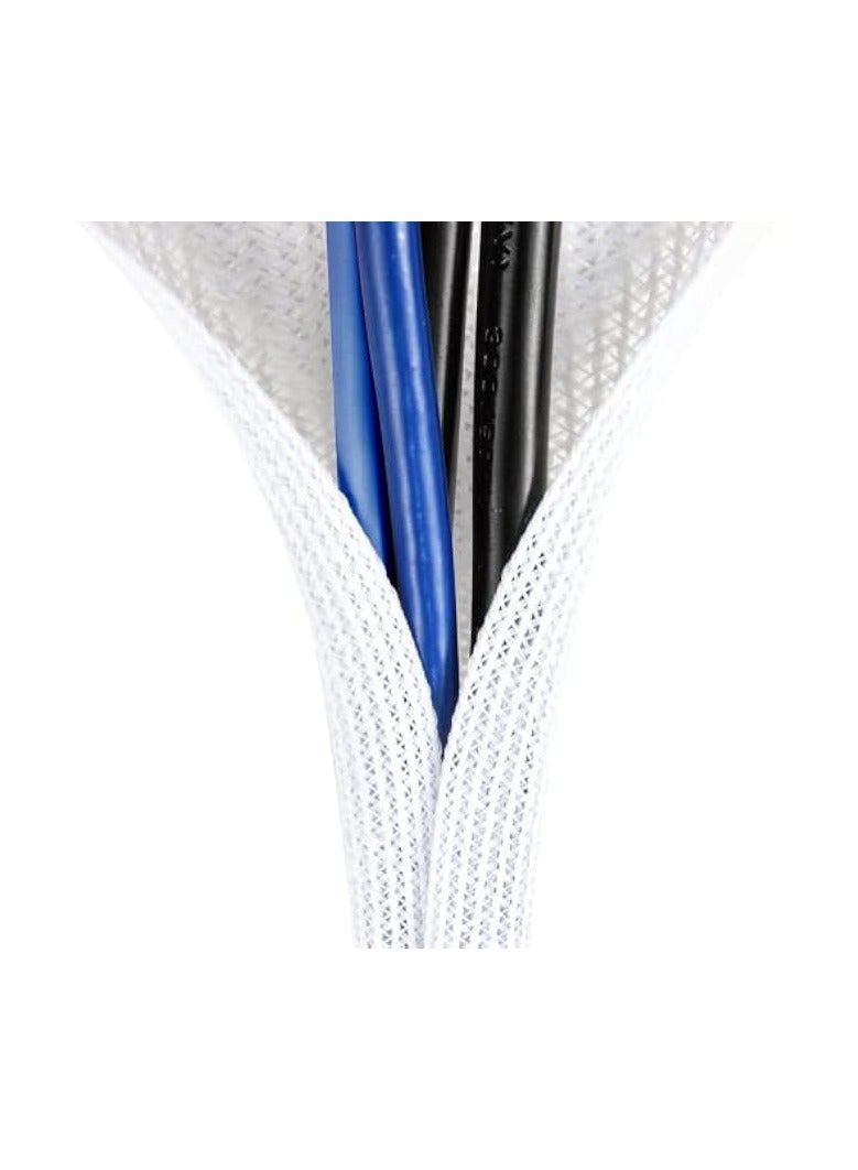 erorex 2/3 inch White Cable Sleeve Cover, Cord Protector Management Wire Loom Tubing Cable Sleeve Split Sleeving for Desk PC TV Computer Cable Protect Cat from Chewing Cord, White - Image 2