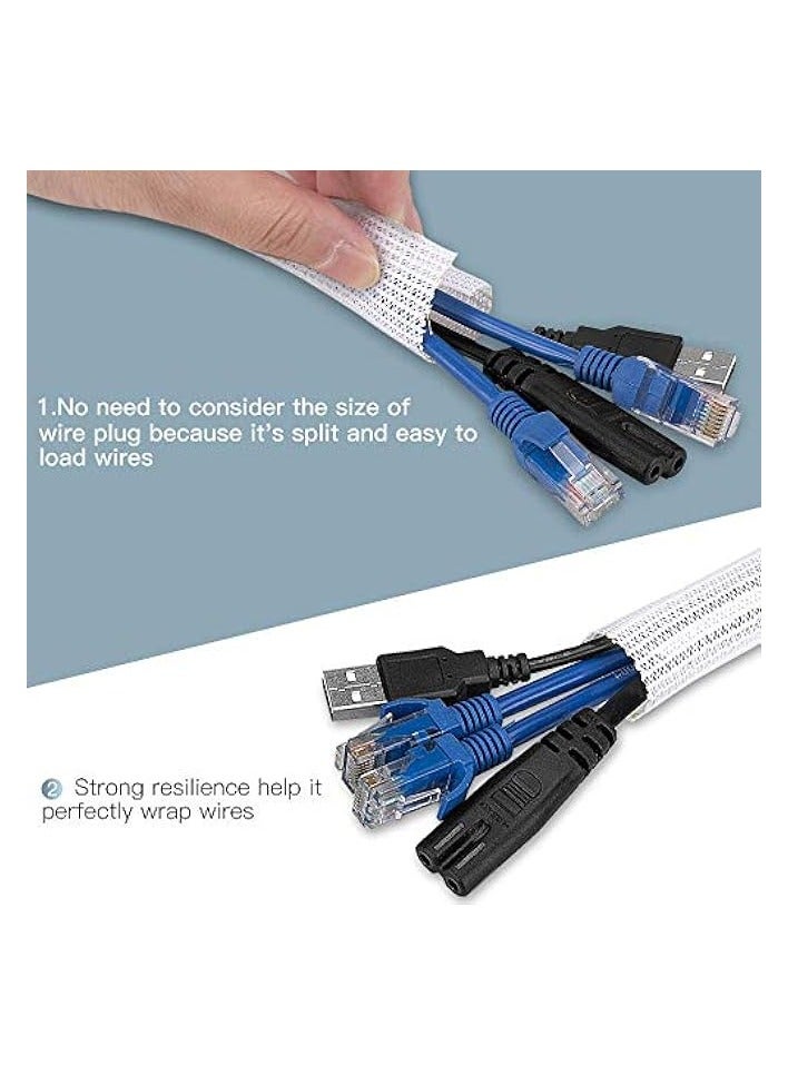 erorex 2/3 inch White Cable Sleeve Cover, Cord Protector Management Wire Loom Tubing Cable Sleeve Split Sleeving for Desk PC TV Computer Cable Protect Cat from Chewing Cord, White - Image 3