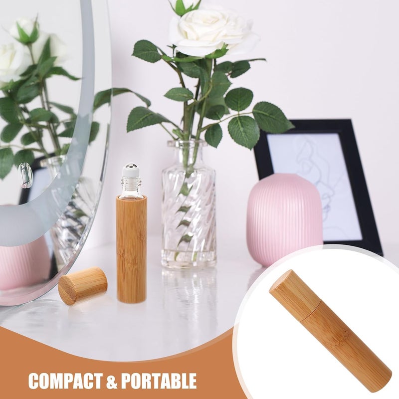 Glass Roller Ball Bottles for Essential Oils 10ml Refillable Perfume Containers Travel Cosmetic Roll-on Bottles with Caps - Image 2